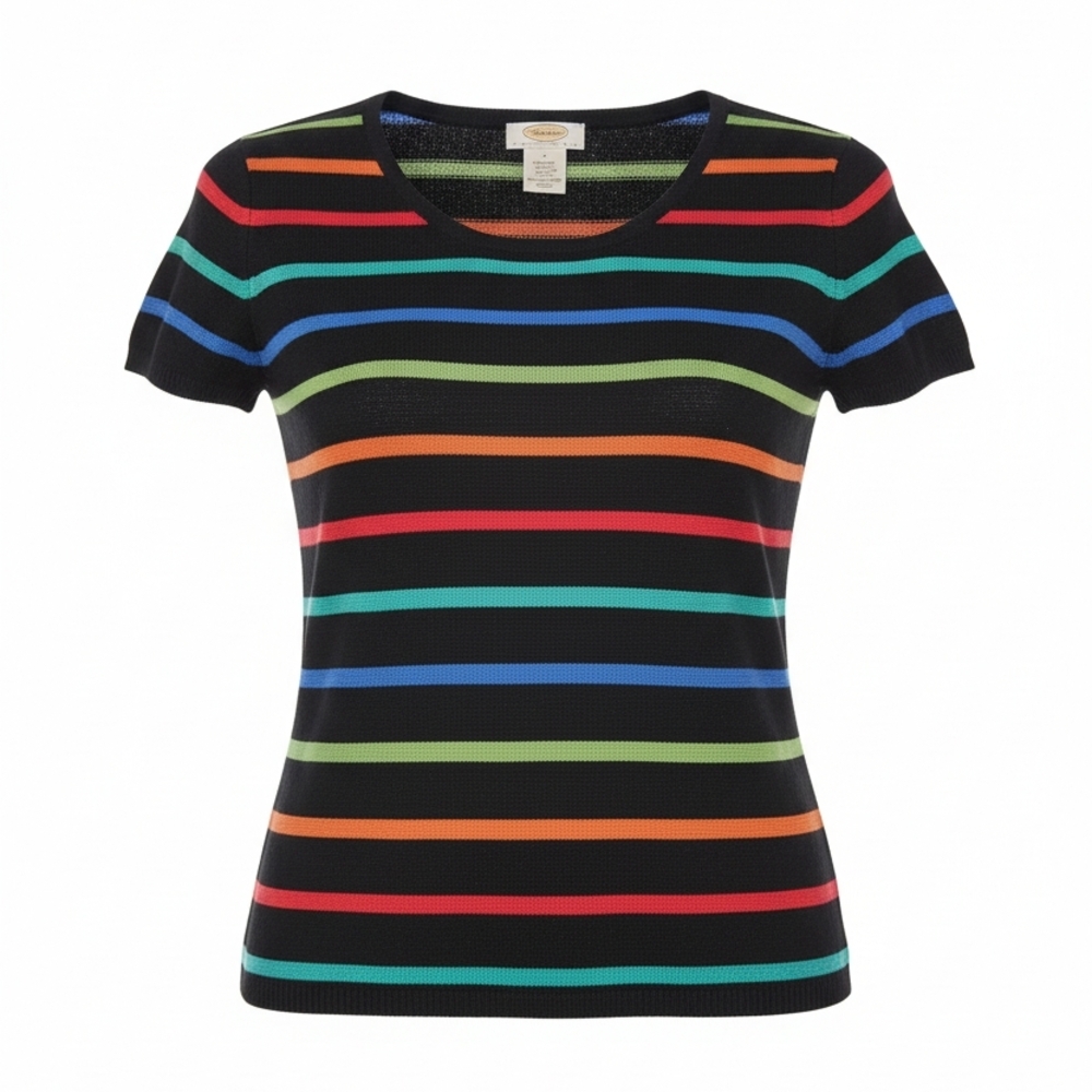 Talbots Petites Multicolor StriTalbots Multicolor Striped Short Sleeve Top